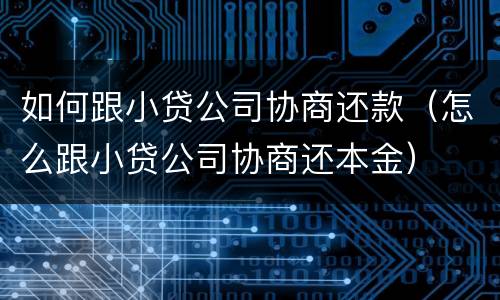 如何跟小贷公司协商还款（怎么跟小贷公司协商还本金）