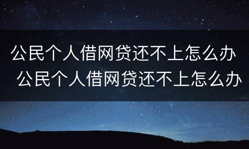 公民个人借网贷还不上怎么办 公民个人借网贷还不上怎么办呢