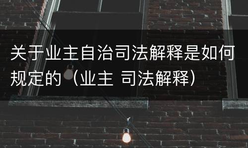 关于业主自治司法解释是如何规定的（业主 司法解释）