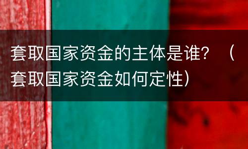 套取国家资金的主体是谁？（套取国家资金如何定性）