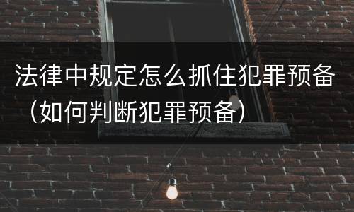 法律中规定怎么抓住犯罪预备（如何判断犯罪预备）