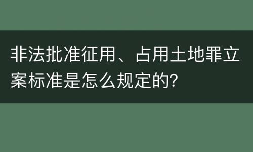 非法批准征用、占用土地罪立案标准是怎么规定的？