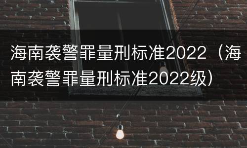 海南袭警罪量刑标准2022（海南袭警罪量刑标准2022级）