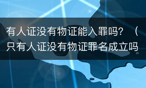 有人证没有物证能入罪吗？（只有人证没有物证罪名成立吗）