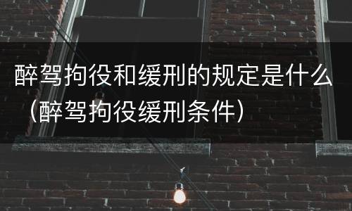 醉驾拘役和缓刑的规定是什么（醉驾拘役缓刑条件）