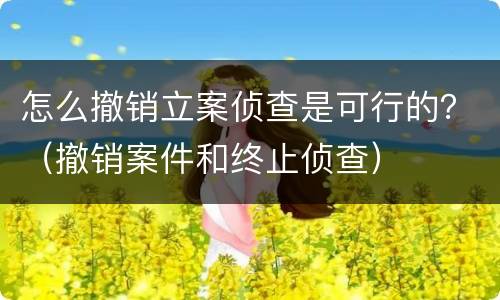 怎么撤销立案侦查是可行的？（撤销案件和终止侦查）