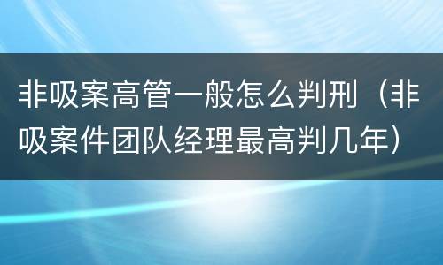 非吸案高管一般怎么判刑（非吸案件团队经理最高判几年）