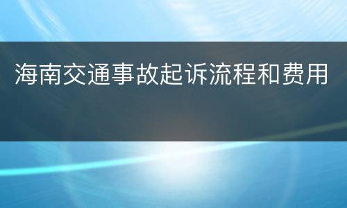 海南交通事故起诉流程和费用