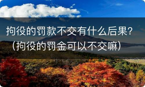 拘役的罚款不交有什么后果？（拘役的罚金可以不交嘛）