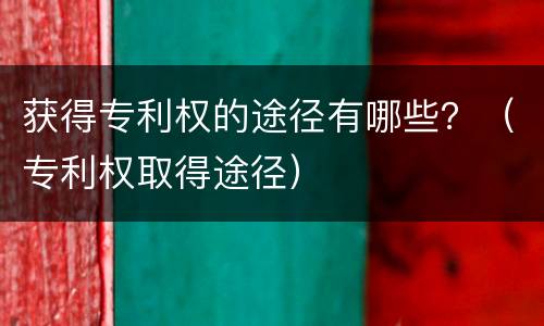 获得专利权的途径有哪些？（专利权取得途径）