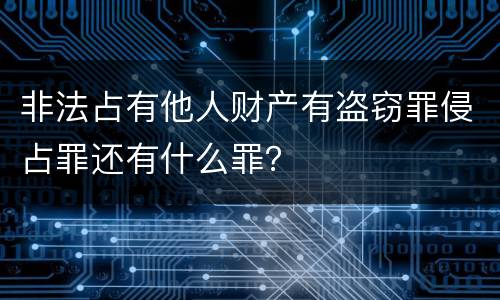 非法占有他人财产有盗窃罪侵占罪还有什么罪？