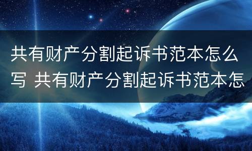 共有财产分割起诉书范本怎么写 共有财产分割起诉书范本怎么写的