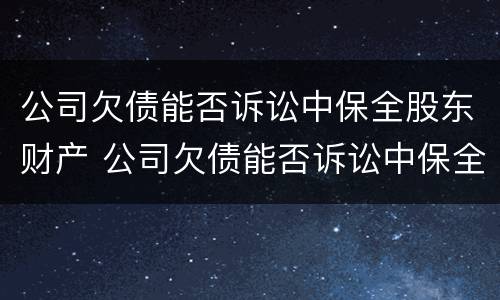 公司欠债能否诉讼中保全股东财产 公司欠债能否诉讼中保全股东财产权益