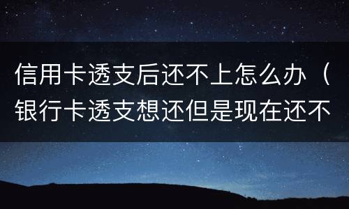 信用卡透支后还不上怎么办（银行卡透支想还但是现在还不上怎么办）