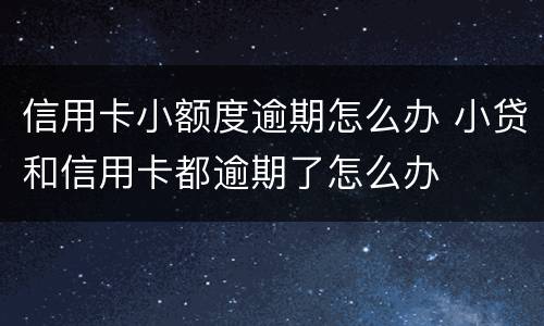 信用卡小额度逾期怎么办 小贷和信用卡都逾期了怎么办