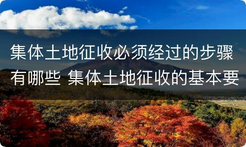 集体土地征收必须经过的步骤有哪些 集体土地征收的基本要求