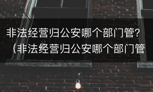 非法经营归公安哪个部门管？（非法经营归公安哪个部门管辖么）