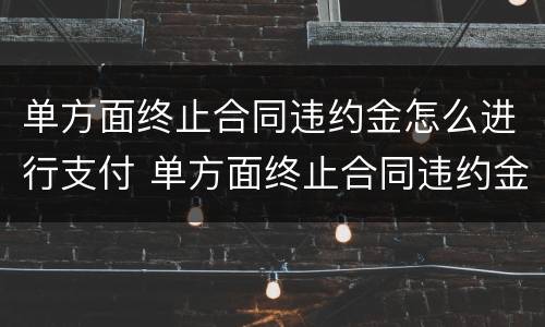 单方面终止合同违约金怎么进行支付 单方面终止合同违约金怎么进行支付的