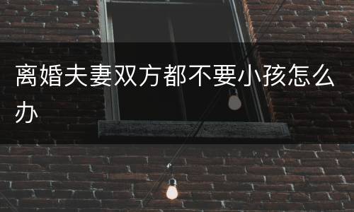 离婚夫妻双方都不要小孩怎么办