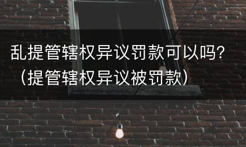 乱提管辖权异议罚款可以吗？（提管辖权异议被罚款）