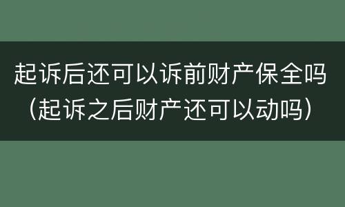 起诉后还可以诉前财产保全吗（起诉之后财产还可以动吗）