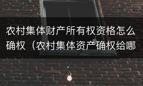 农村集体财产所有权资格怎么确权（农村集体资产确权给哪些人）