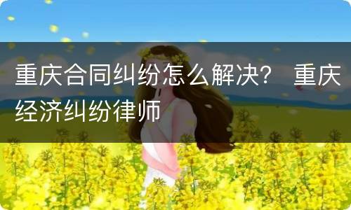 重庆合同纠纷怎么解决？ 重庆经济纠纷律师