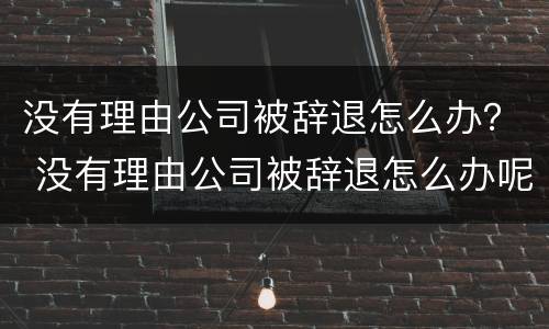 没有理由公司被辞退怎么办？ 没有理由公司被辞退怎么办呢