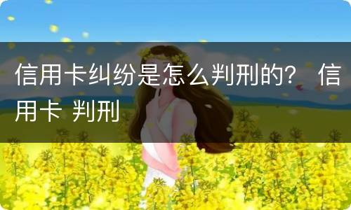 信用卡纠纷是怎么判刑的？ 信用卡 判刑