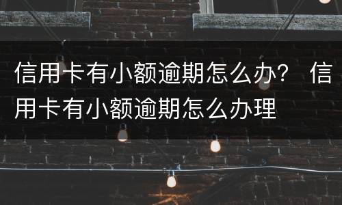 信用卡有小额逾期怎么办？ 信用卡有小额逾期怎么办理