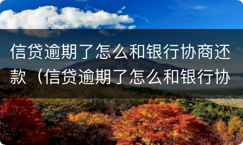 信贷逾期了怎么和银行协商还款（信贷逾期了怎么和银行协商还款呢）