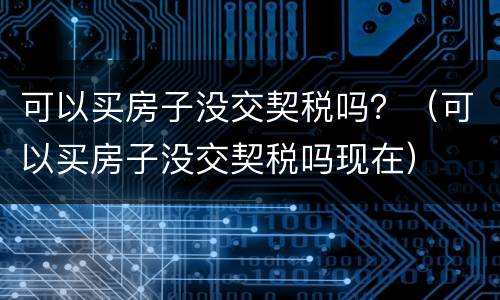 可以买房子没交契税吗？（可以买房子没交契税吗现在）