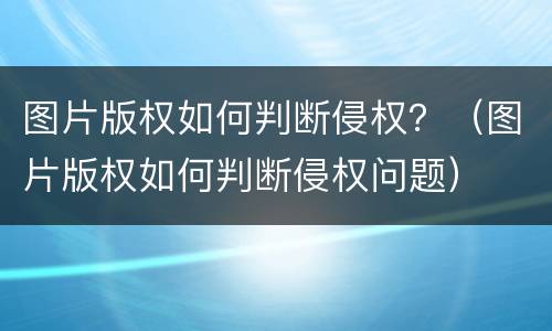 图片版权如何判断侵权？（图片版权如何判断侵权问题）