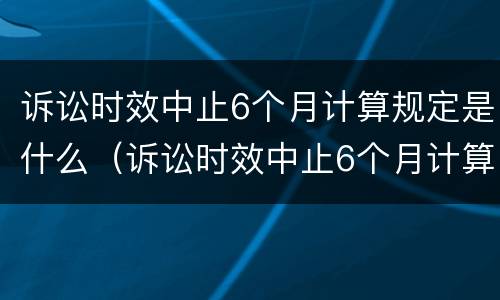 诉讼时效中止6个月计算规定是什么（诉讼时效中止6个月计算规定是什么意思）