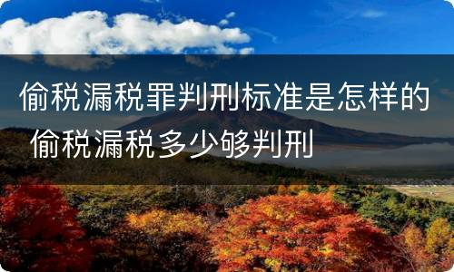 偷税漏税罪判刑标准是怎样的 偷税漏税多少够判刑