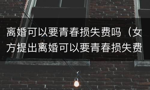 离婚可以要青春损失费吗（女方提出离婚可以要青春损失费吗）