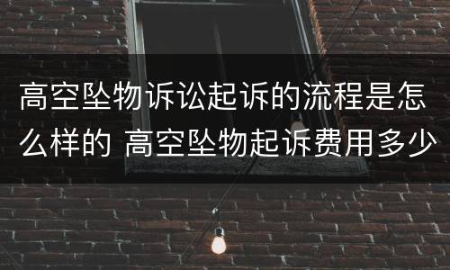 高空坠物诉讼起诉的流程是怎么样的 高空坠物起诉费用多少