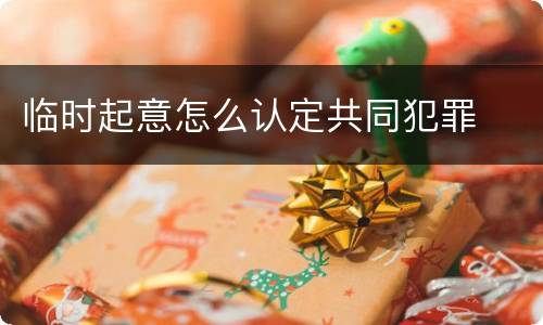 临时起意怎么认定共同犯罪