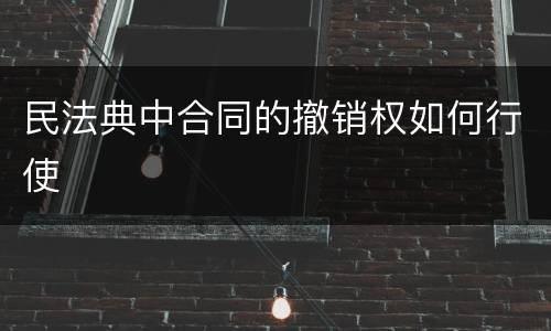 民法典中合同的撤销权如何行使