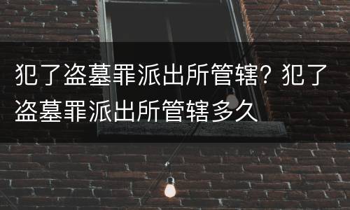犯了盗墓罪派出所管辖? 犯了盗墓罪派出所管辖多久