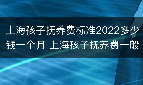 上海孩子抚养费标准2022多少钱一个月 上海孩子抚养费一般多少