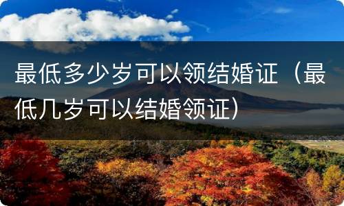 最低多少岁可以领结婚证（最低几岁可以结婚领证）