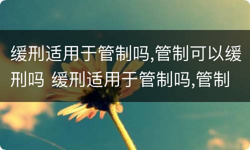 缓刑适用于管制吗,管制可以缓刑吗 缓刑适用于管制吗,管制可以缓刑吗