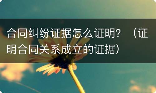 合同纠纷证据怎么证明？（证明合同关系成立的证据）