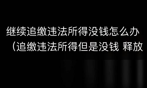 继续追缴违法所得没钱怎么办（追缴违法所得但是没钱 释放后继续追缴吗）
