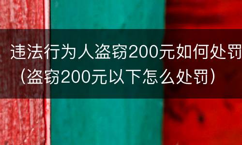 违法行为人盗窃200元如何处罚（盗窃200元以下怎么处罚）