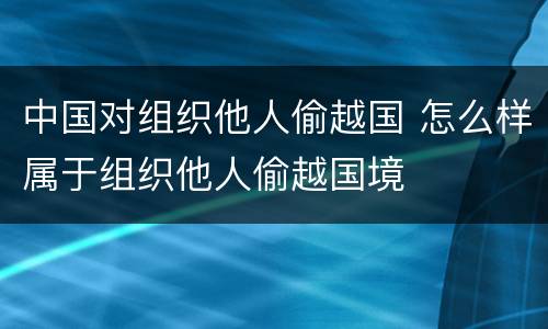 中国对组织他人偷越国 怎么样属于组织他人偷越国境