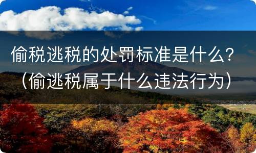 偷税逃税的处罚标准是什么？（偷逃税属于什么违法行为）
