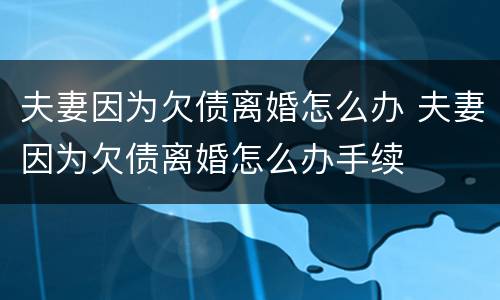夫妻因为欠债离婚怎么办 夫妻因为欠债离婚怎么办手续