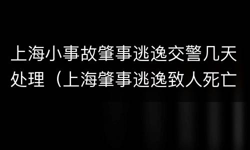 上海小事故肇事逃逸交警几天处理（上海肇事逃逸致人死亡）